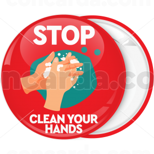 Κονκάρδα Stop Clean your hands κόκκινη