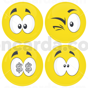 Kονκάρδες emoticons money κίτρινες σετ 4 τεμάχια 